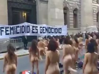 Nude Women Protest in Argentina -colour Version: adult clip 01