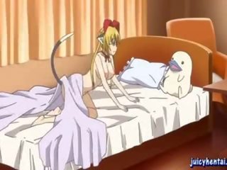 Cartoon Lesbians licking and enjoying a cock