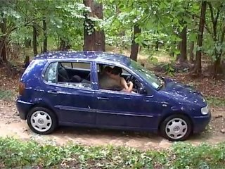 Italienska adolescent fan utomhus i den bil