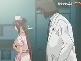 Lubieżny manga pielęgniarka dostaje pieprzony